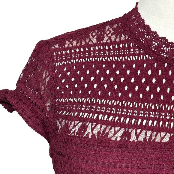 Foxiedox Ellie Lace Fit and Flare Mini Dress Burgundy Women XL NWT Ruffle - Picture 8 of 16